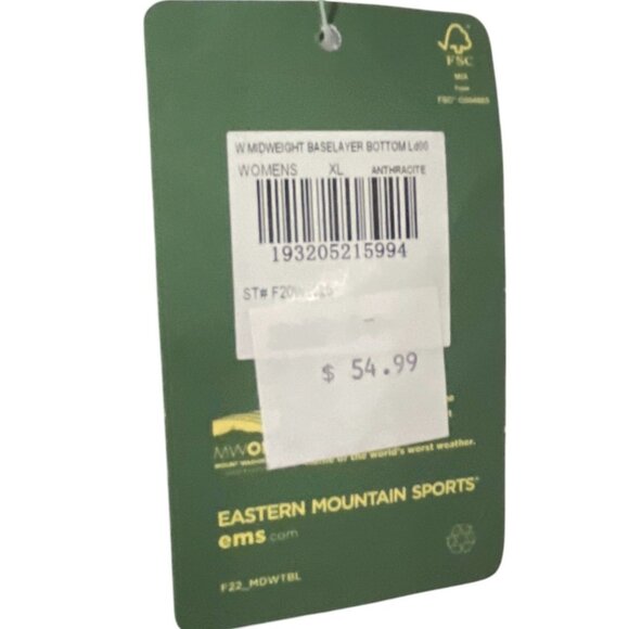 EMS NWT Women's Medium Weight Synthetic Base Layer Leggings XL Anthracite Black - Picture 4 of 6